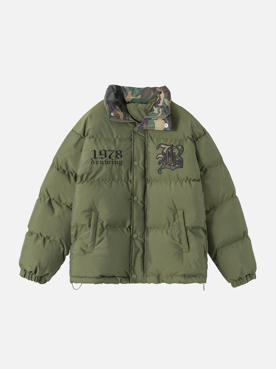 Helmiss - Alphabet Embroidery Camouflage Winter Coat- Streetwear Fashion - helmiss.com