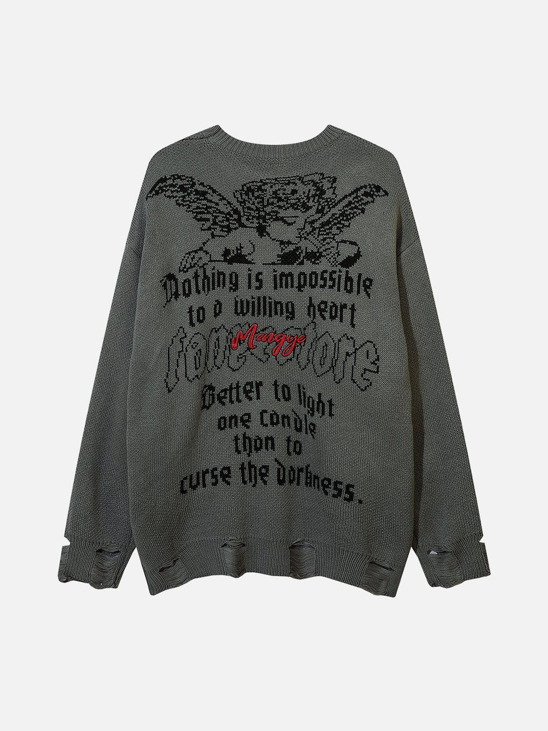 Helmiss - Angel Slogan Jacquard Sweater- Streetwear Fashion - helmiss.com