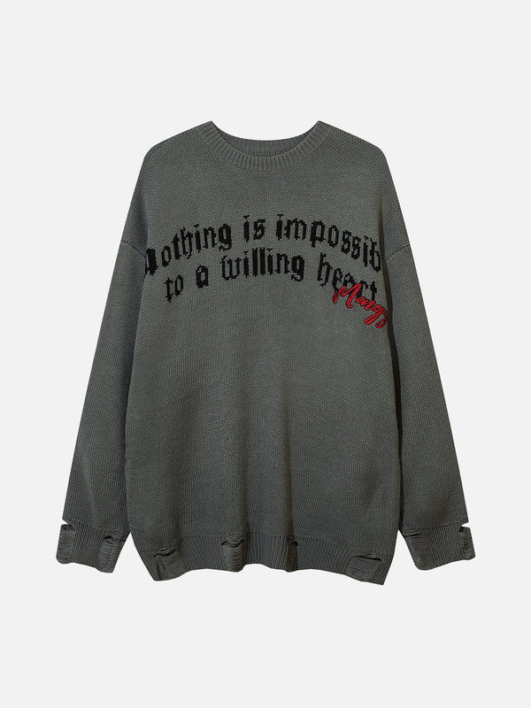 Helmiss - Angel Slogan Jacquard Sweater- Streetwear Fashion - helmiss.com