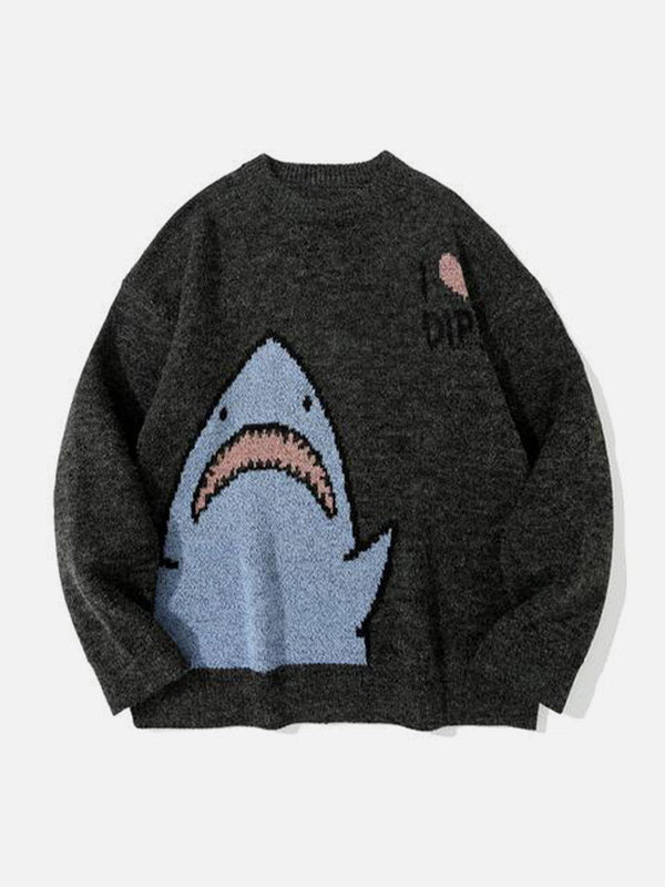 Helmiss - Anime Shark Jacquard Sweater- Streetwear Fashion - helmiss.com