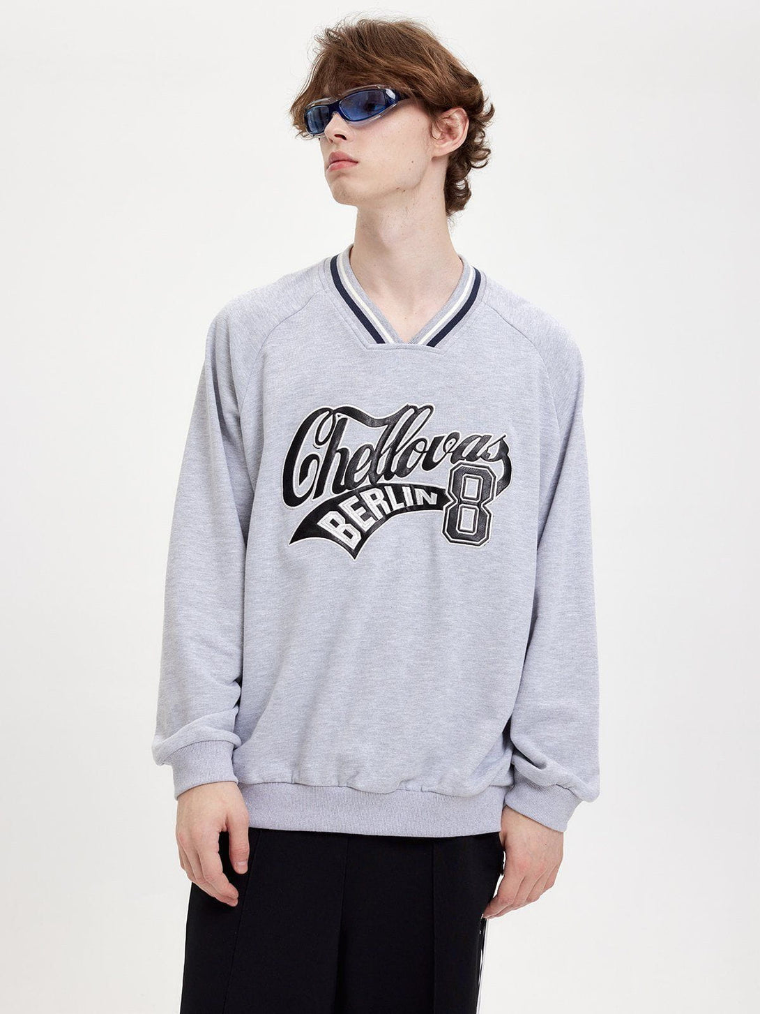 Helmiss - Applique Embroidered Letters Sweatshirt- Streetwear Fashion - helmiss.com