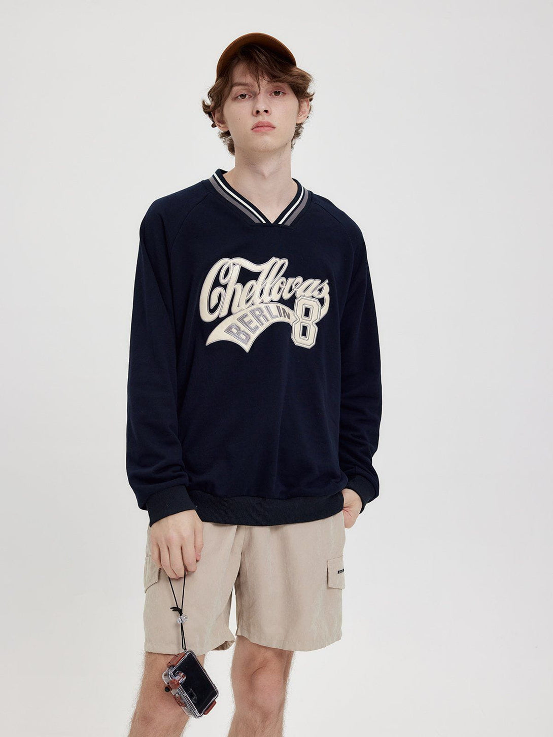 Helmiss - Applique Embroidered Letters Sweatshirt- Streetwear Fashion - helmiss.com