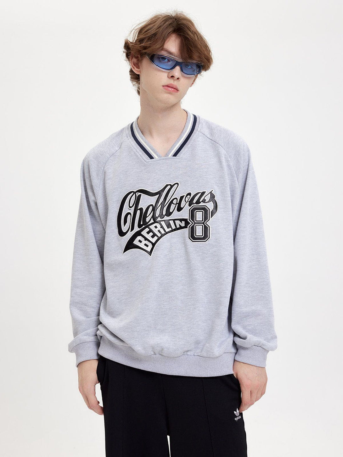 Helmiss - Applique Embroidered Letters Sweatshirt- Streetwear Fashion - helmiss.com