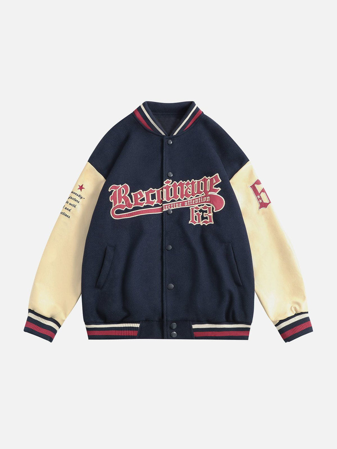 Helmiss - Applique Embroidery Letters Varsity Jacket- Streetwear Fashion - helmiss.com