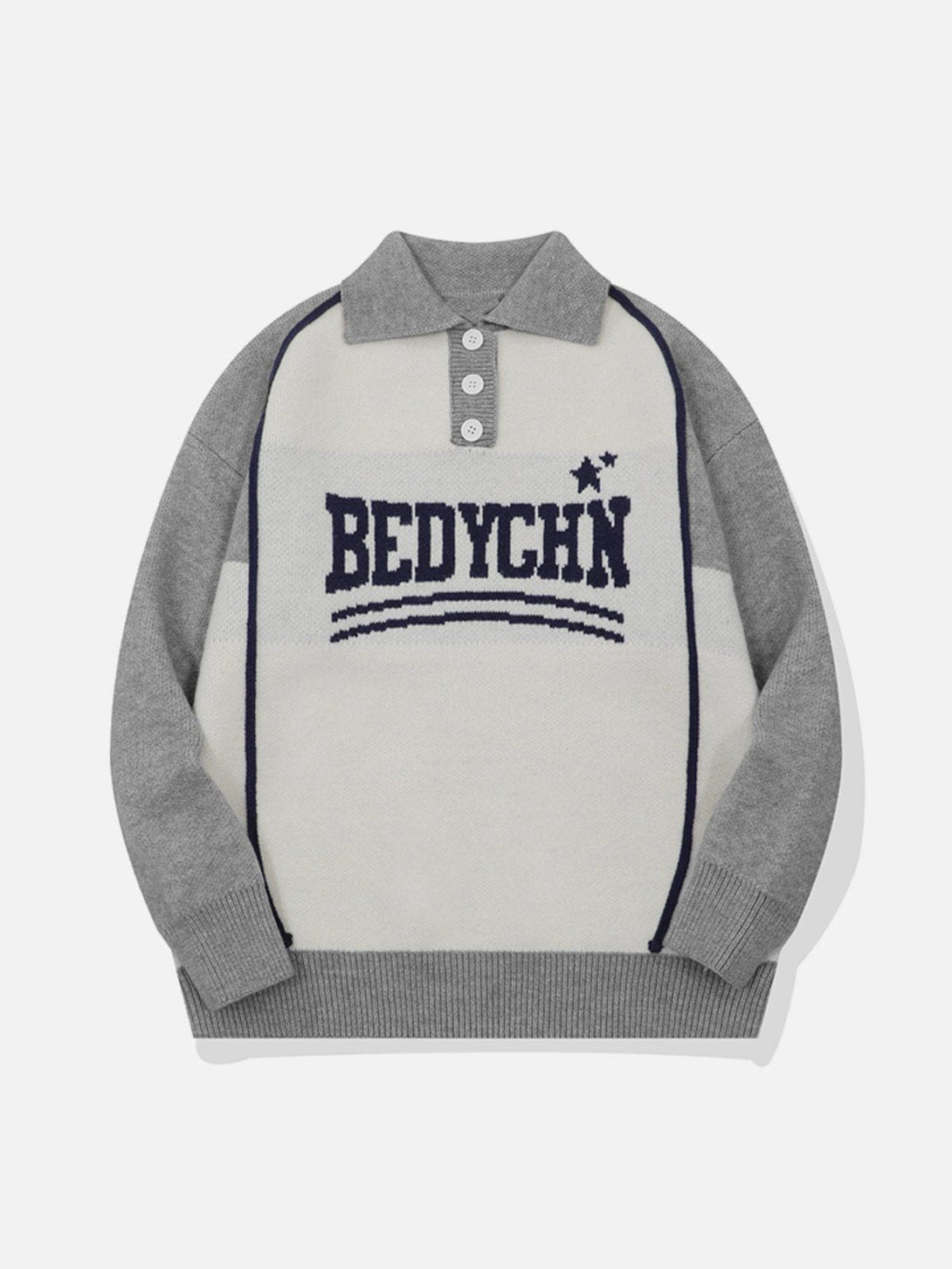 Helmiss - BEDYCHN Embroidery Polo Collar Sweater- Streetwear Fashion - helmiss.com