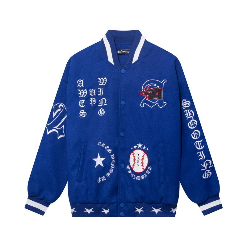 Helmiss - BLUE Baseball Jacket- Streetwear Fashion - helmiss.com