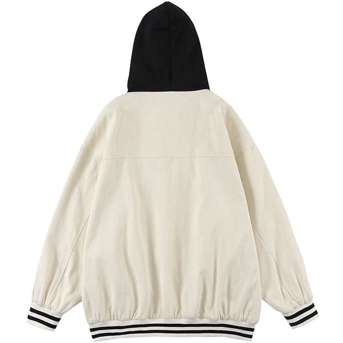 Helmiss - Badge Colorblock Hooded Winter Coat- Streetwear Fashion - helmiss.com