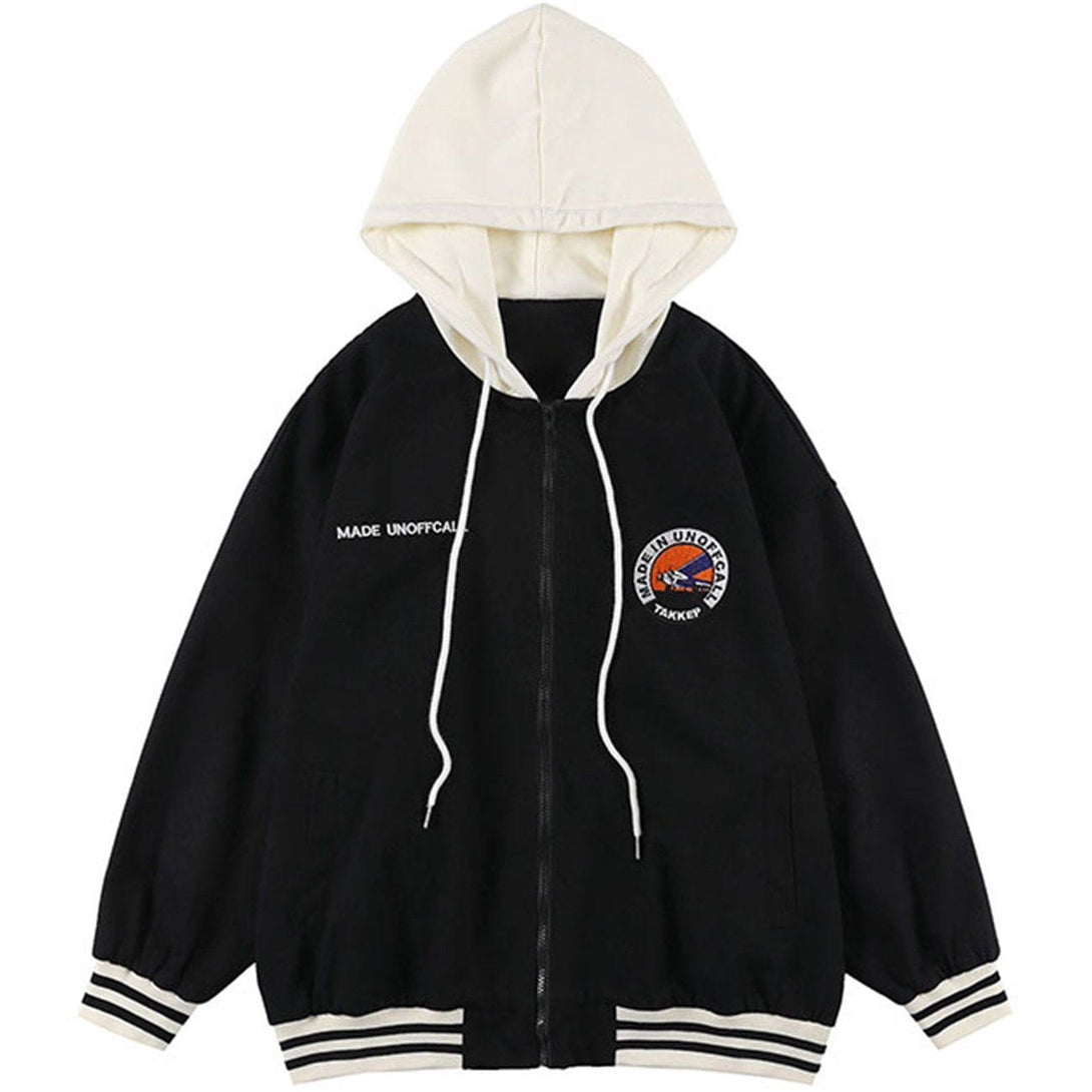 Helmiss - Badge Colorblock Hooded Winter Coat- Streetwear Fashion - helmiss.com