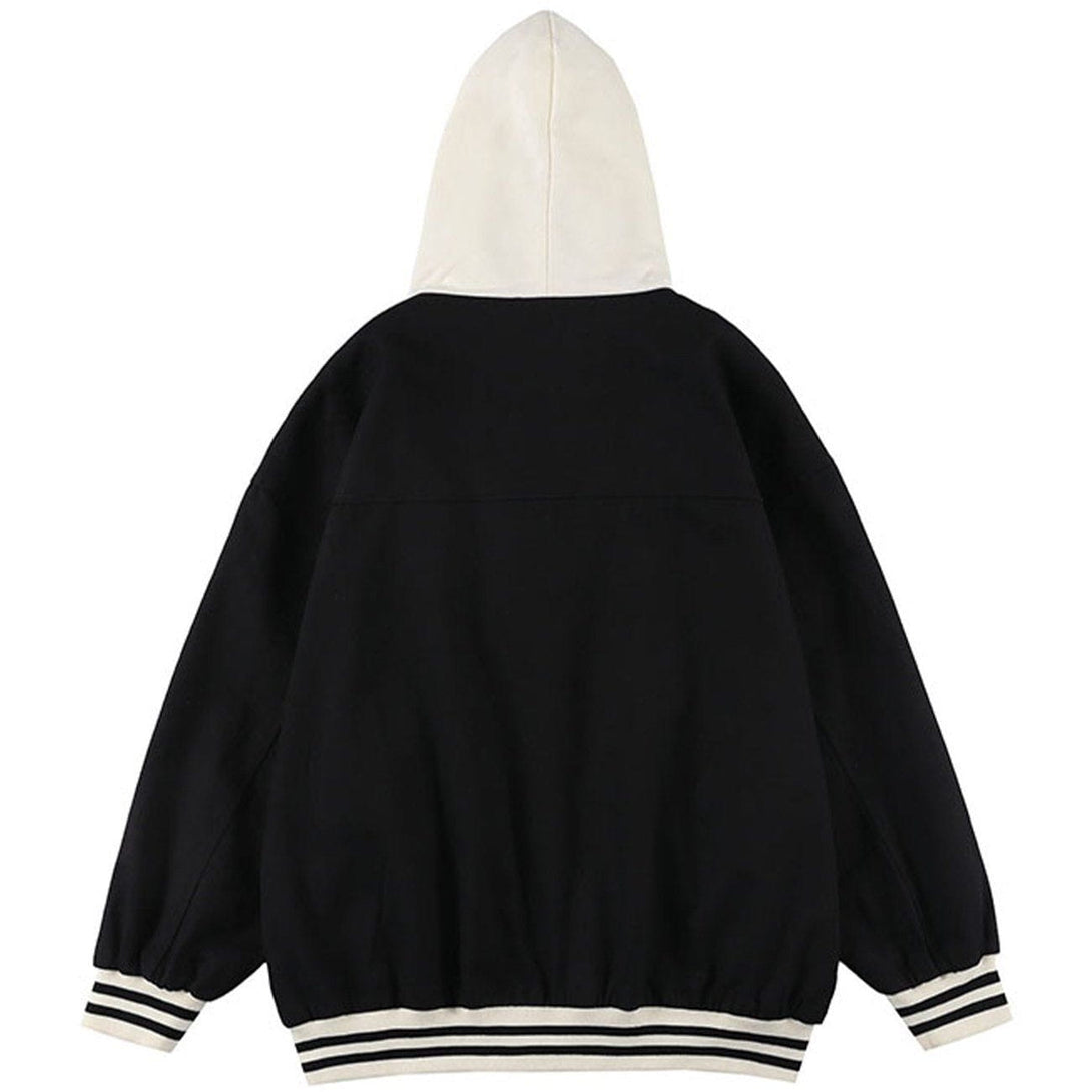 Helmiss - Badge Colorblock Hooded Winter Coat- Streetwear Fashion - helmiss.com