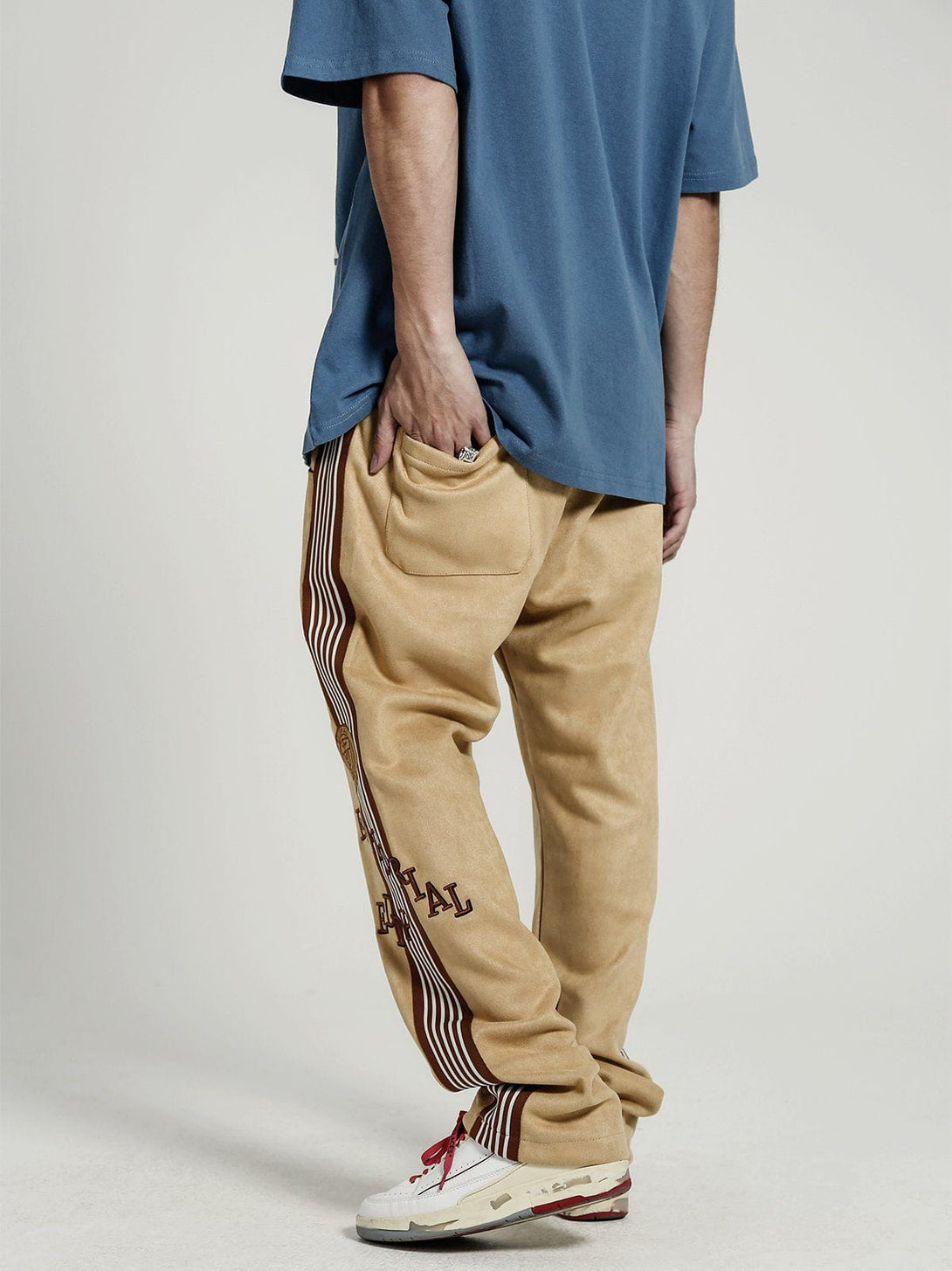 Helmiss - Badge Embroidered Side Stripe Pants- Streetwear Fashion - helmiss.com