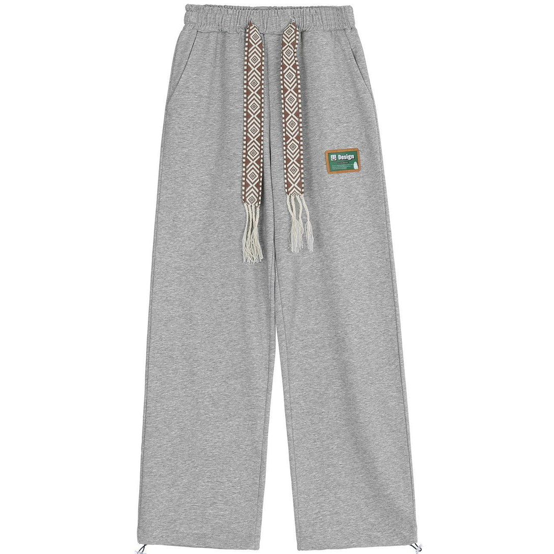 Helmiss - Badge Solid Color Sweatpants- Streetwear Fashion - helmiss.com