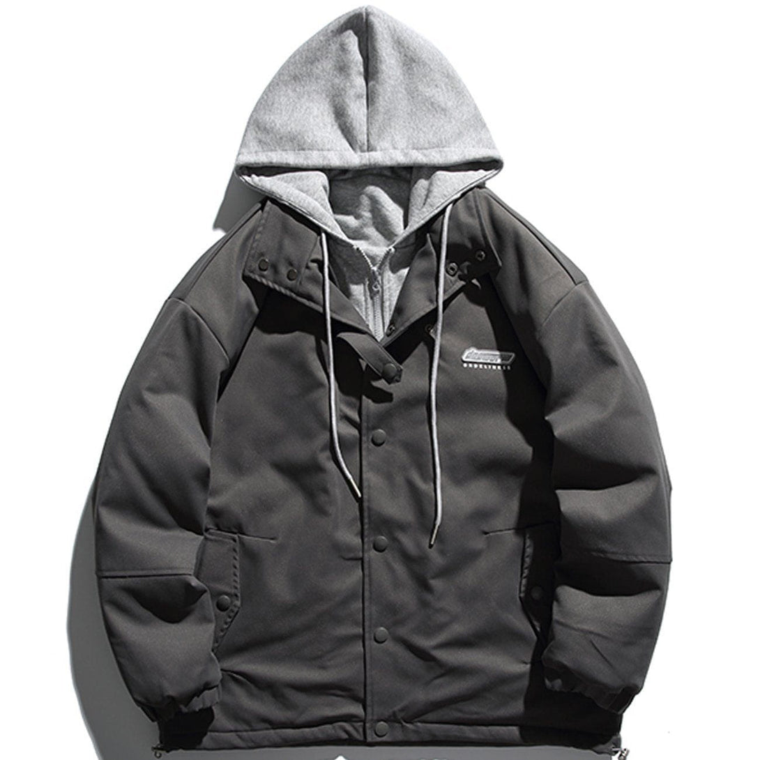 Helmiss - Badge Stitching Hooded Winter Coat- Streetwear Fashion - helmiss.com