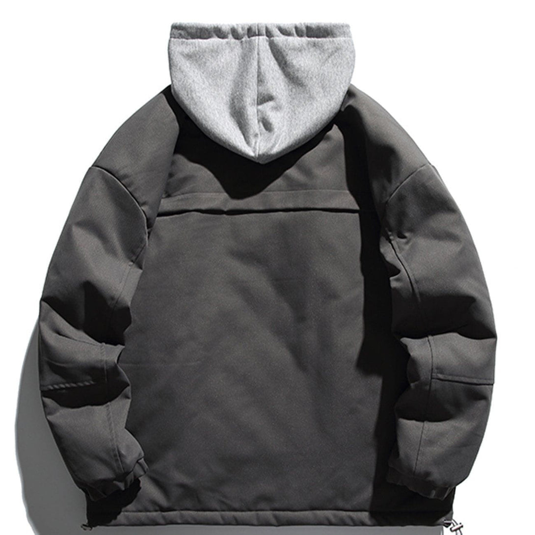 Helmiss - Badge Stitching Hooded Winter Coat- Streetwear Fashion - helmiss.com