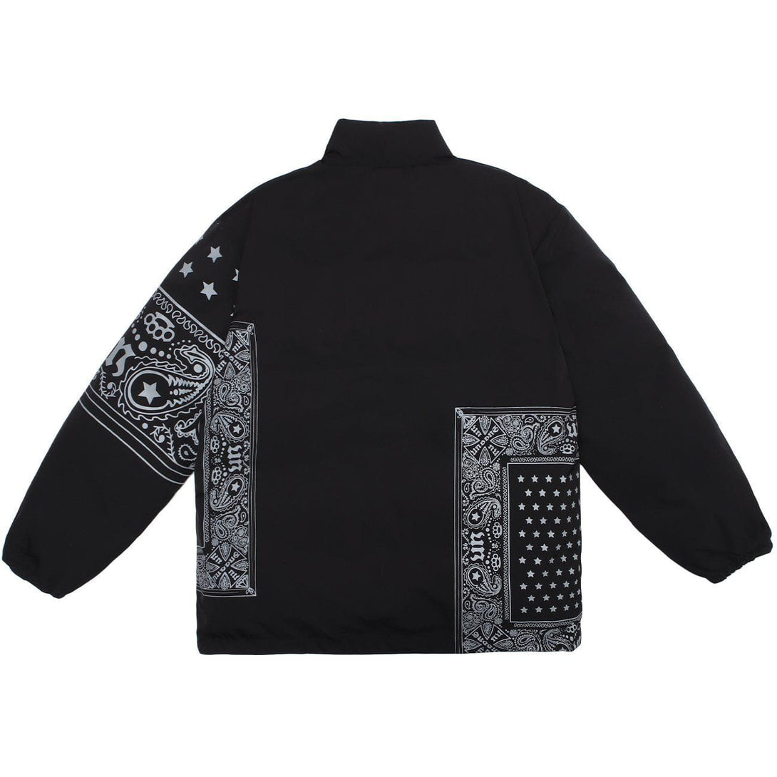 Helmiss - Bandana Print Patchwork Winter Coat- Streetwear Fashion - helmiss.com