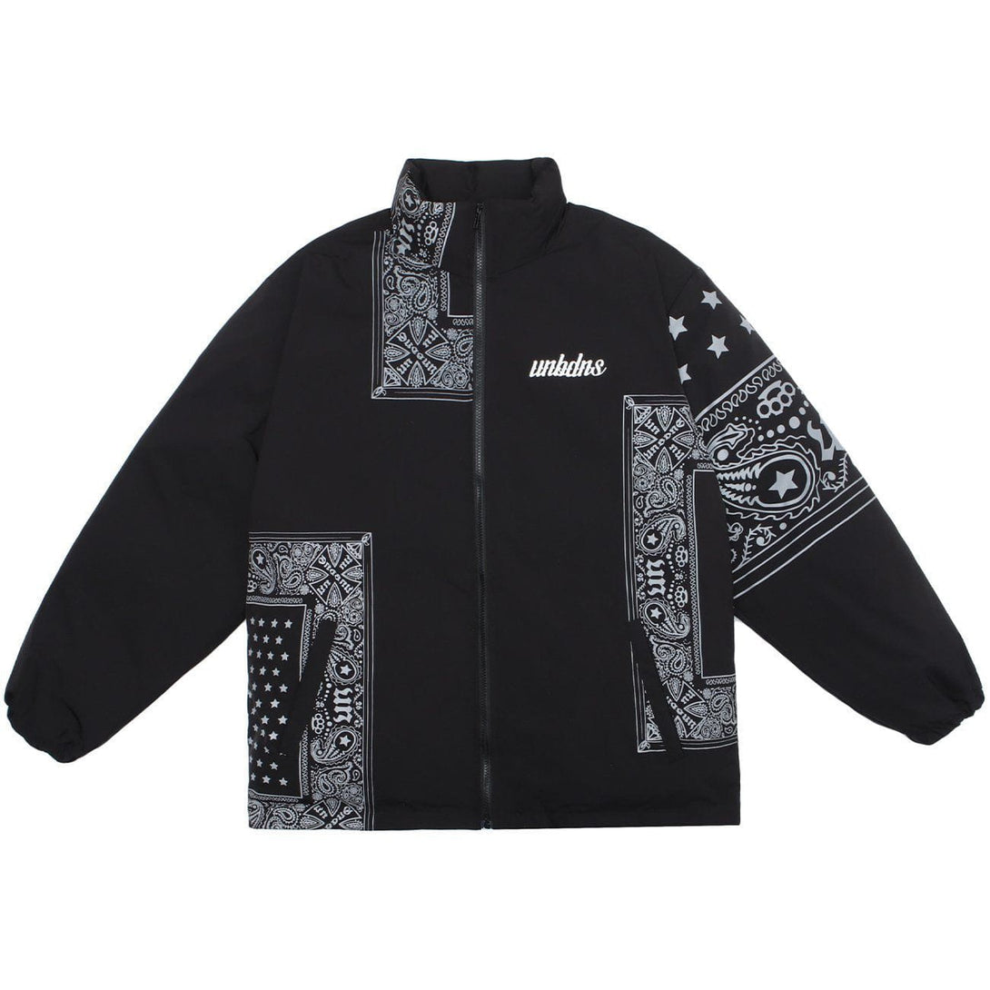 Helmiss - Bandana Print Patchwork Winter Coat- Streetwear Fashion - helmiss.com