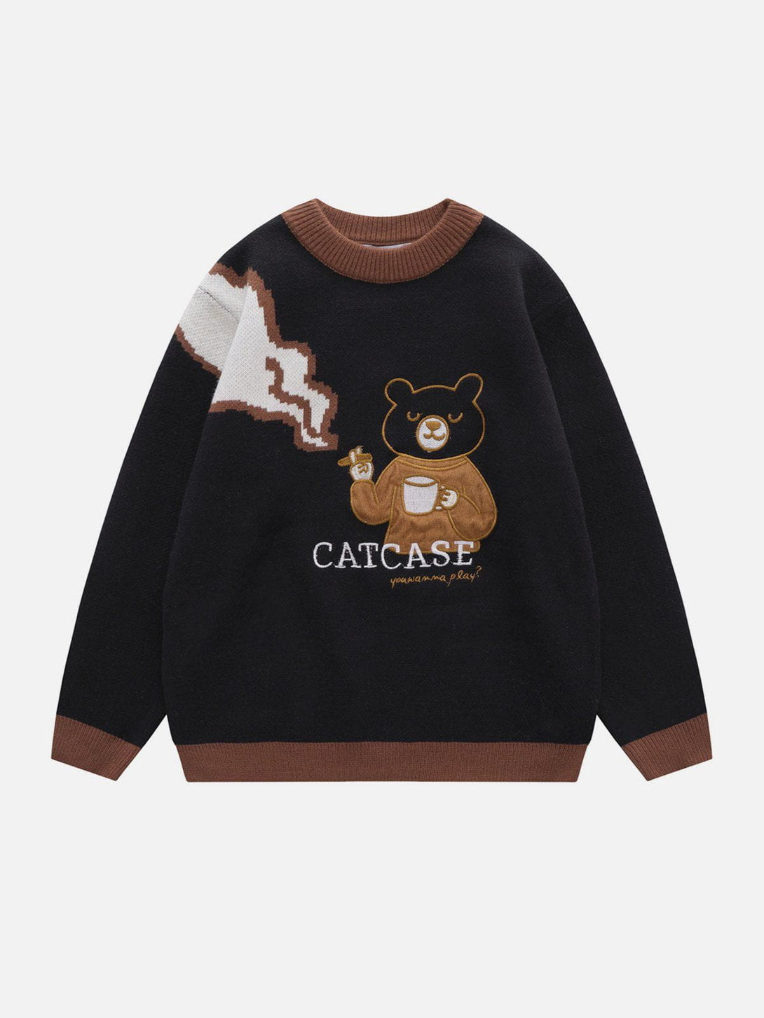 Helmiss - Bear Embroidery Pattern Sweater- Streetwear Fashion - helmiss.com