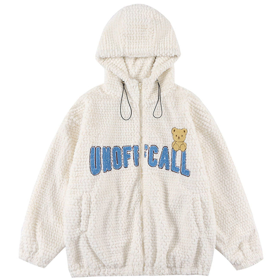 Helmiss - Bear Letter Embroidered Hood Winter Coats- Streetwear Fashion - helmiss.com