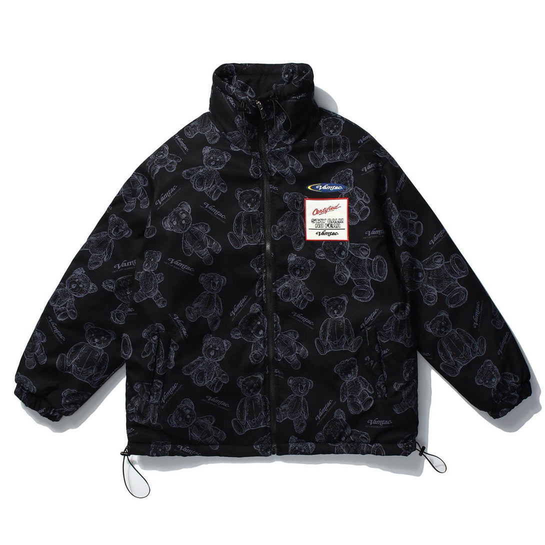 Helmiss - Bear Print Winter Coat- Streetwear Fashion - helmiss.com