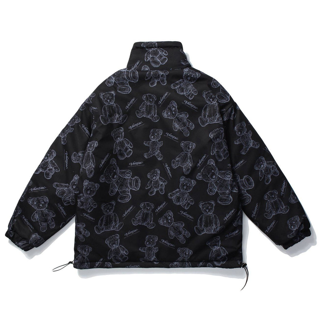 Helmiss - Bear Print Winter Coat- Streetwear Fashion - helmiss.com