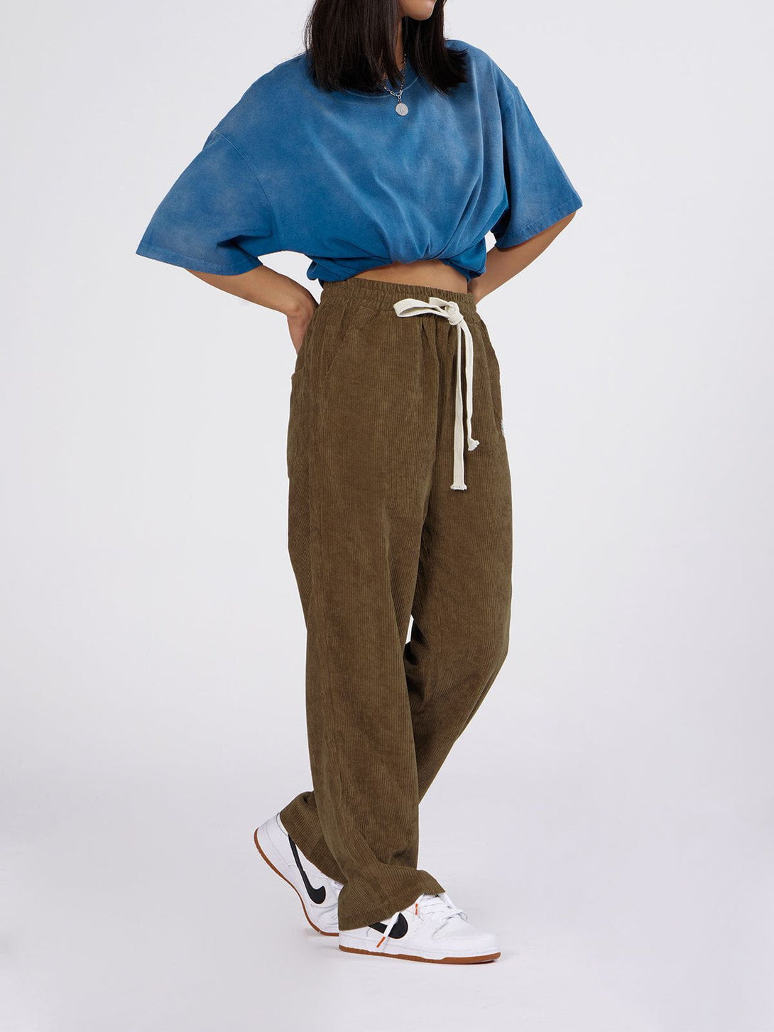 Helmiss - Bee Embroidered Corduroy Pants- Streetwear Fashion - helmiss.com