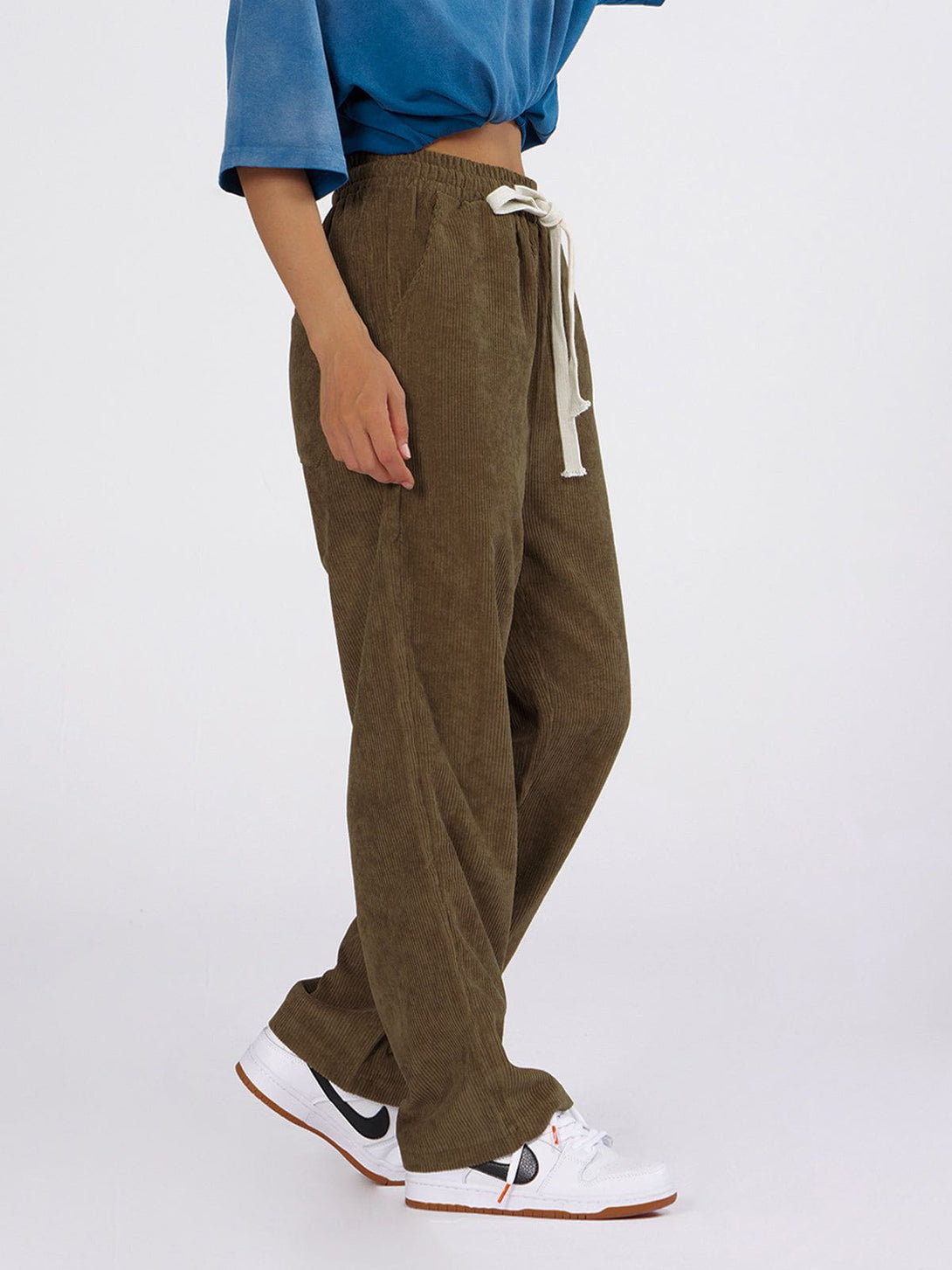 Helmiss - Bee Embroidered Corduroy Pants- Streetwear Fashion - helmiss.com