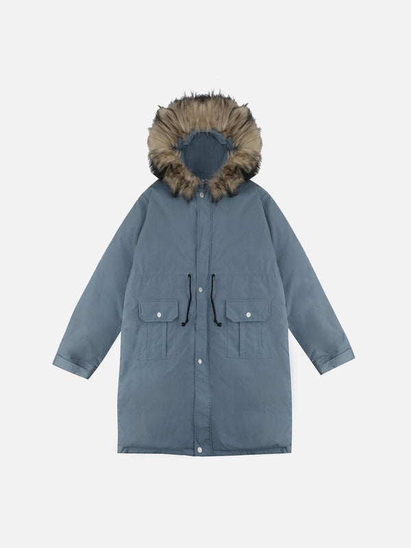 Helmiss - Big Hat Solid Color Extended Winter Coat- Streetwear Fashion - helmiss.com