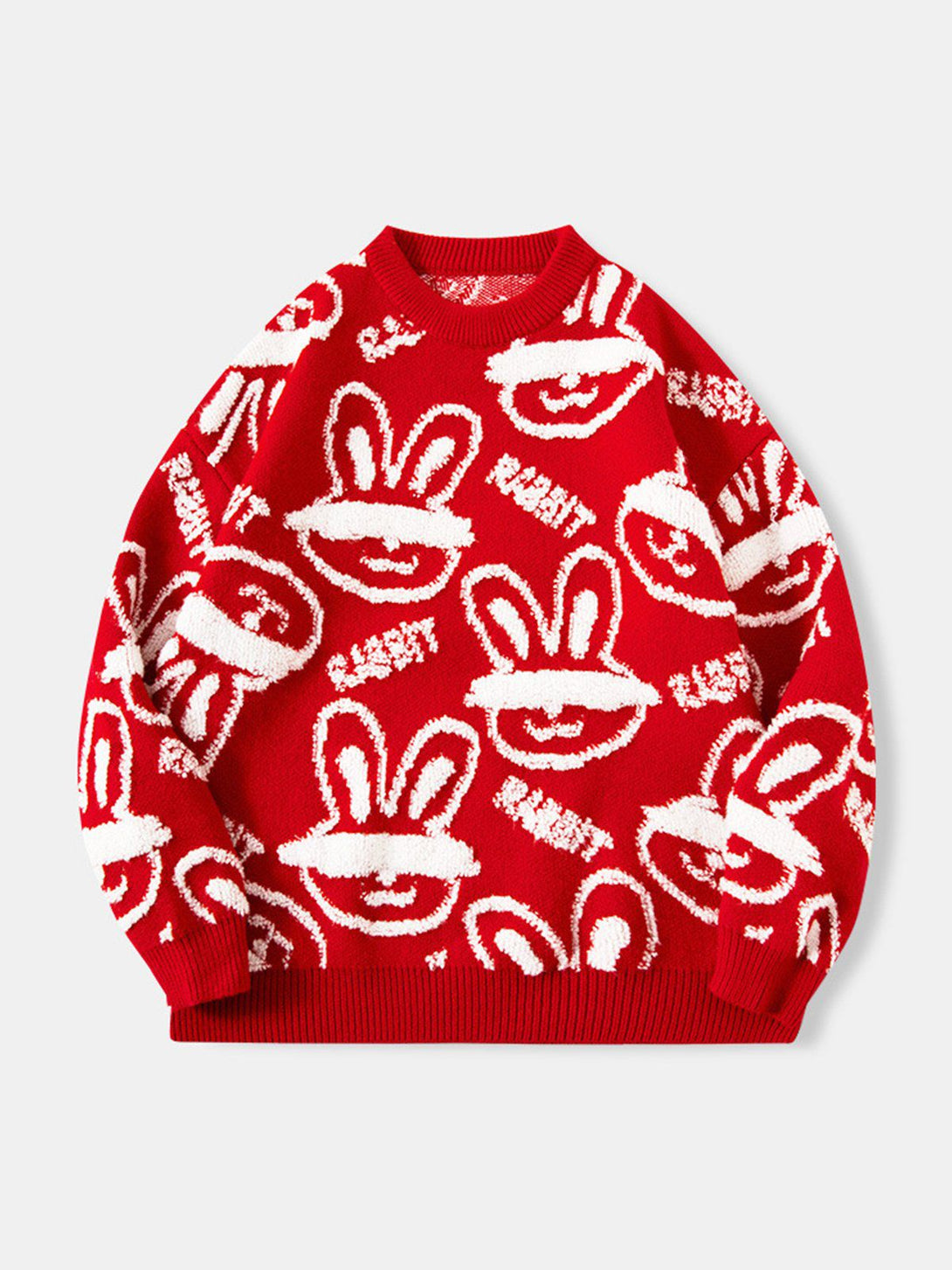 Helmiss - Blindfolded Rabbit Knit Sweater- Streetwear Fashion - helmiss.com