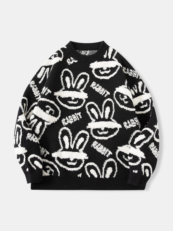 Helmiss - Blindfolded Rabbit Knit Sweater- Streetwear Fashion - helmiss.com