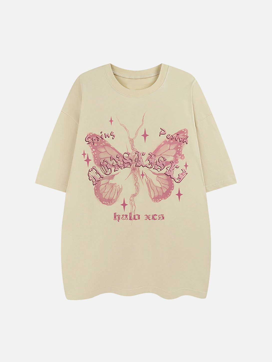 Helmiss - Broken Moth Star Print Tee- Streetwear Fashion - helmiss.com