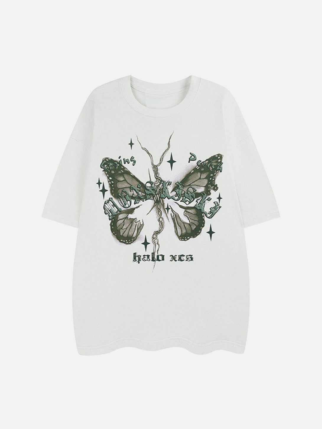 Helmiss - Broken Moth Star Print Tee- Streetwear Fashion - helmiss.com