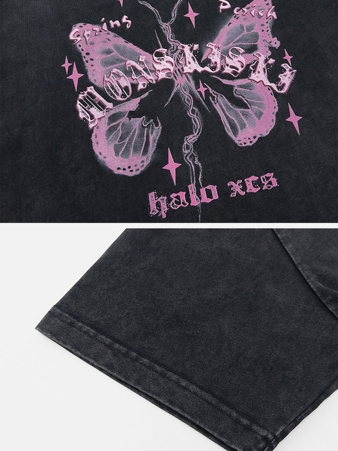 Helmiss - Broken Moth Star Print Tee- Streetwear Fashion - helmiss.com