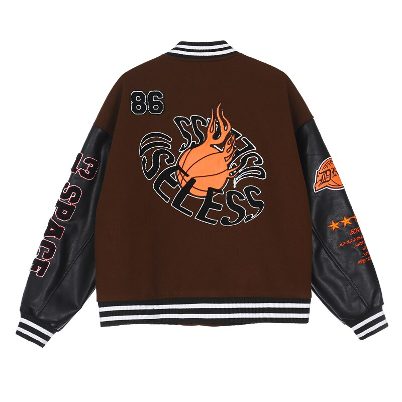 Helmiss - Brown Basketball Jacket- Streetwear Fashion - helmiss.com