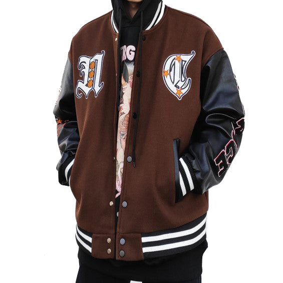 Helmiss - Brown Basketball Jacket- Streetwear Fashion - helmiss.com