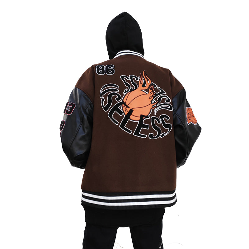 Helmiss - Brown Basketball Jacket- Streetwear Fashion - helmiss.com