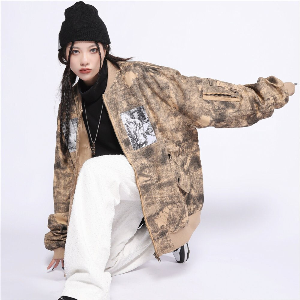 Helmiss - Brown Camouflage Jacket- Streetwear Fashion - helmiss.com