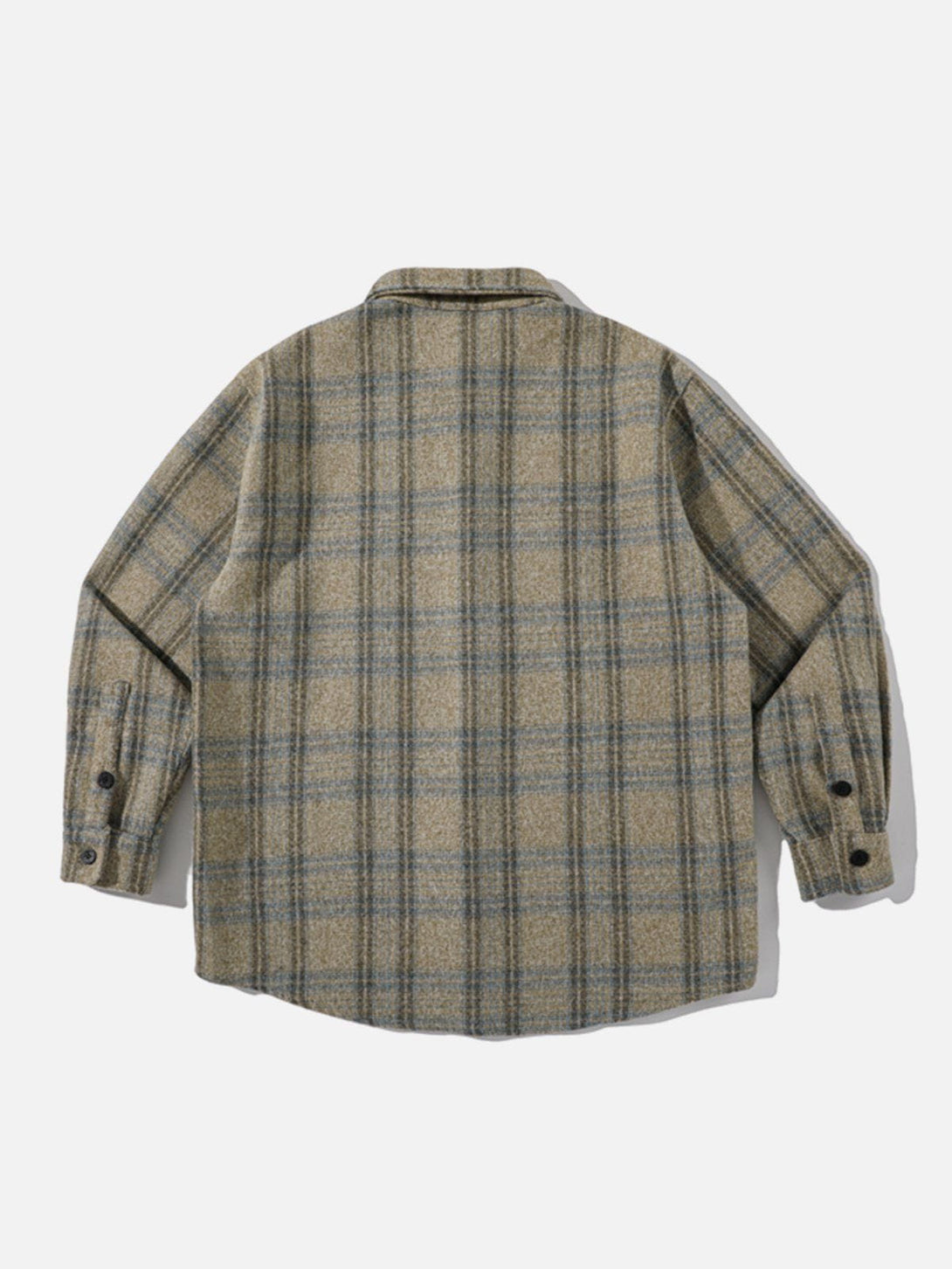 Helmiss - Brushed Plaid Shacket- Streetwear Fashion - helmiss.com