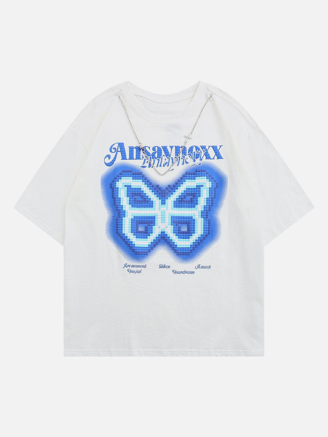 Helmiss - Butterfly Embroidery Chain Decoration Tee- Streetwear Fashion - helmiss.com