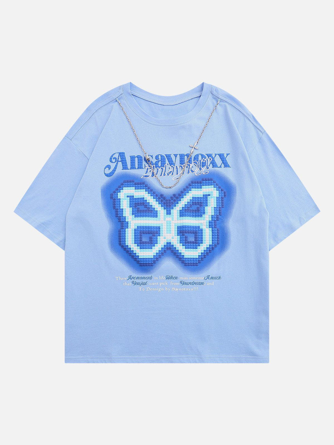 Helmiss - Butterfly Embroidery Chain Decoration Tee- Streetwear Fashion - helmiss.com