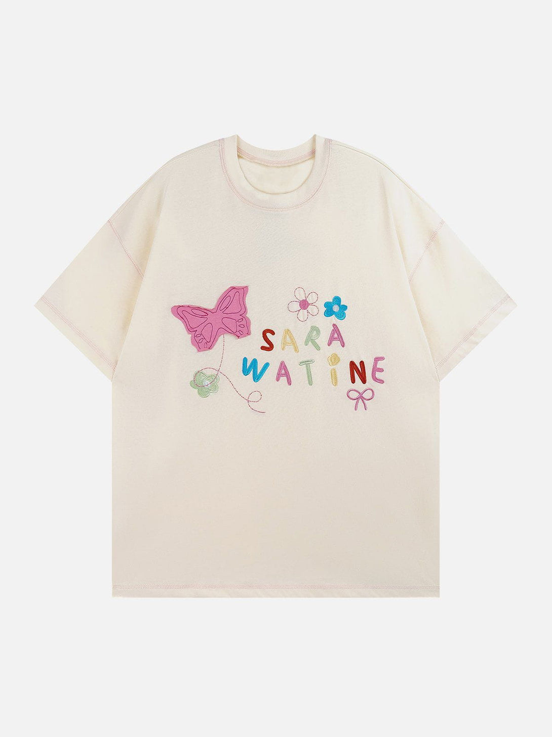 Helmiss - Butterfly Embroidery Tee- Streetwear Fashion - helmiss.com