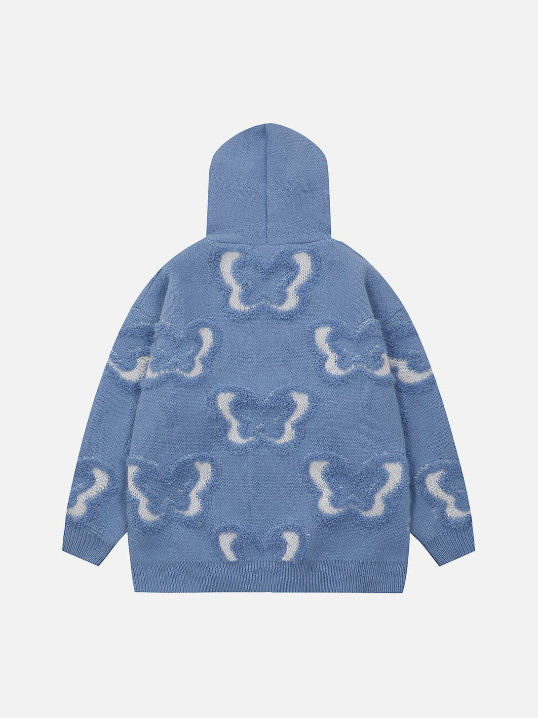 Helmiss - Butterfly Flocked Knit Hoodie- Streetwear Fashion - helmiss.com