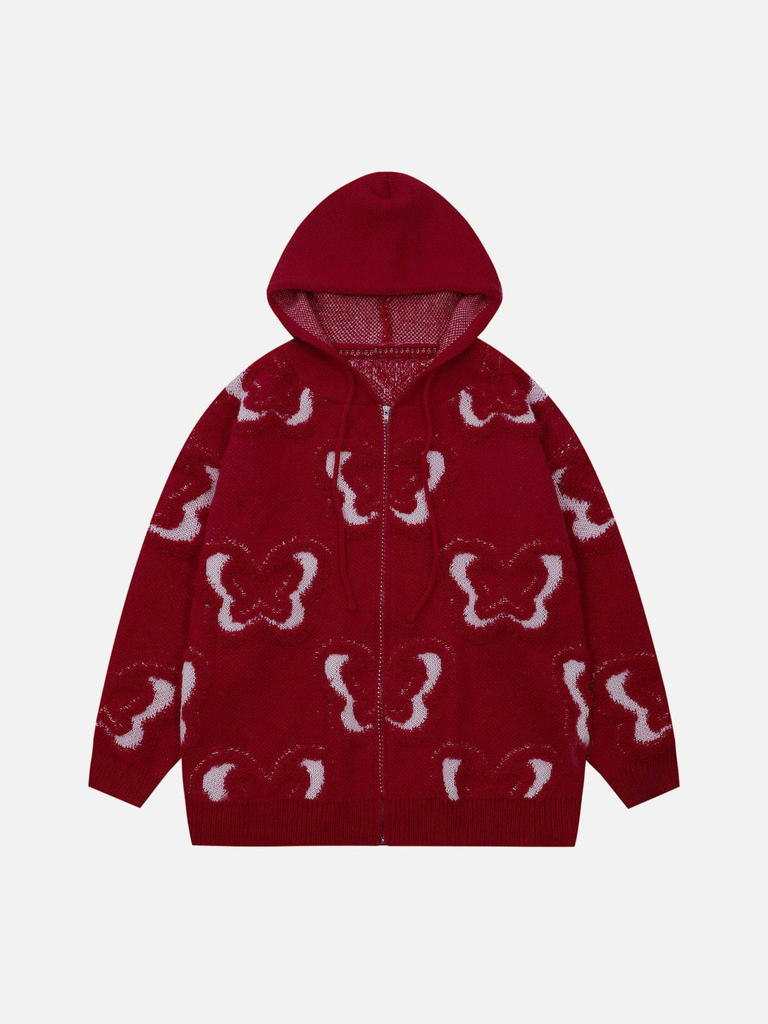 Helmiss - Butterfly Flocked Knit Hoodie- Streetwear Fashion - helmiss.com