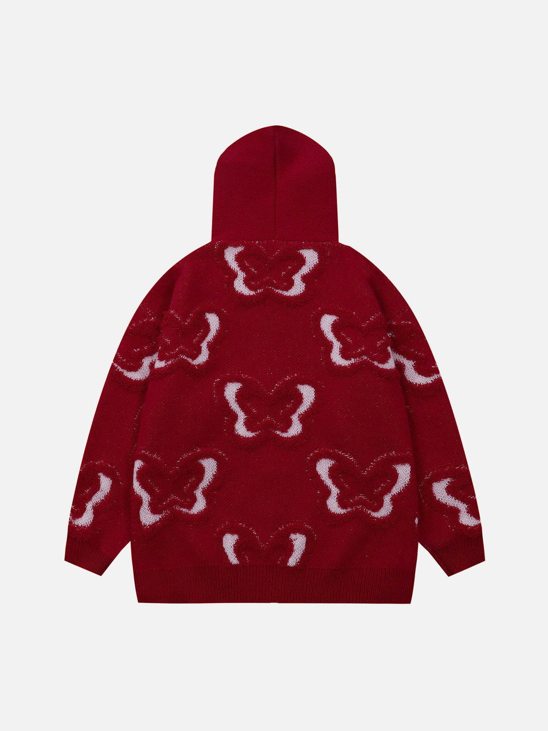 Helmiss - Butterfly Flocked Knit Hoodie- Streetwear Fashion - helmiss.com