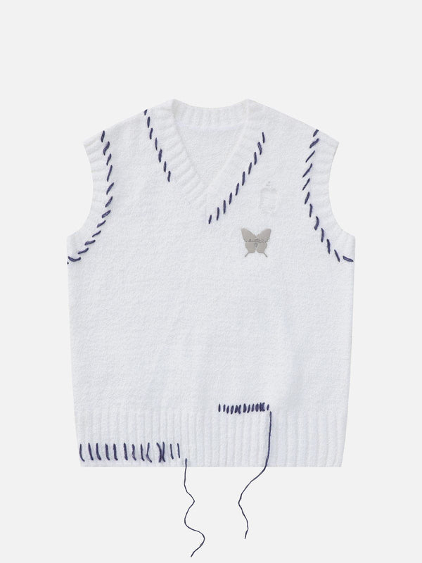 Helmiss - Butterfly Labelling Straps Sweater Vest- Streetwear Fashion - helmiss.com