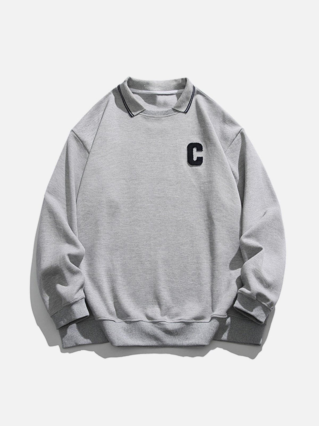 Helmiss - C Letter Embroidery Sweatshirt- Streetwear Fashion - helmiss.com