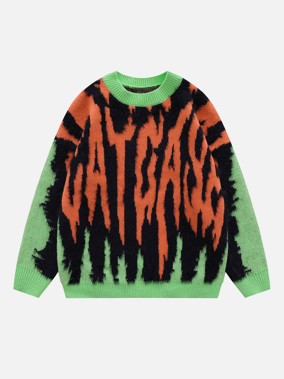 Helmiss - "CATCASE“ Print Contrast Plush Streetwear Sweater- Streetwear Fashion - helmiss.com