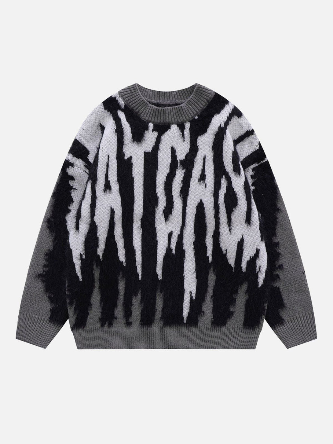 Helmiss - "CATCASE“ Print Contrast Plush Streetwear Sweater- Streetwear Fashion - helmiss.com