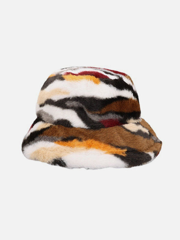 Helmiss - Camo Stripe Plush Vintage Bucket Hat- Streetwear Fashion - helmiss.com