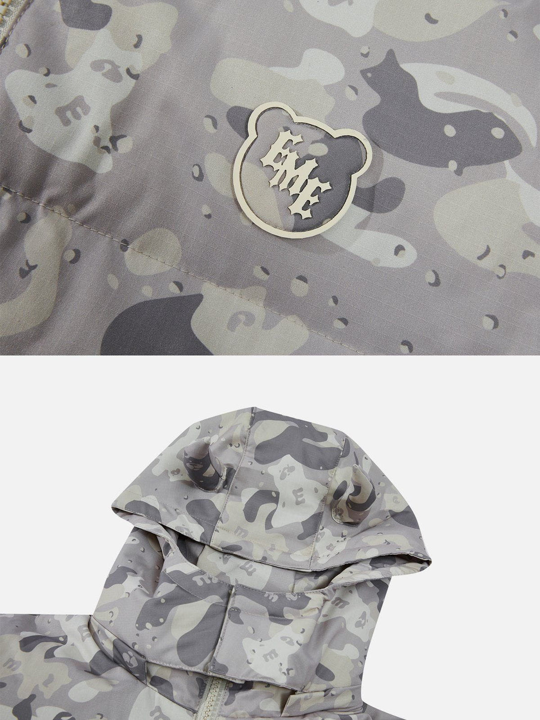 Helmiss - Camouflage Embroidered Letters Winter Coat- Streetwear Fashion - helmiss.com