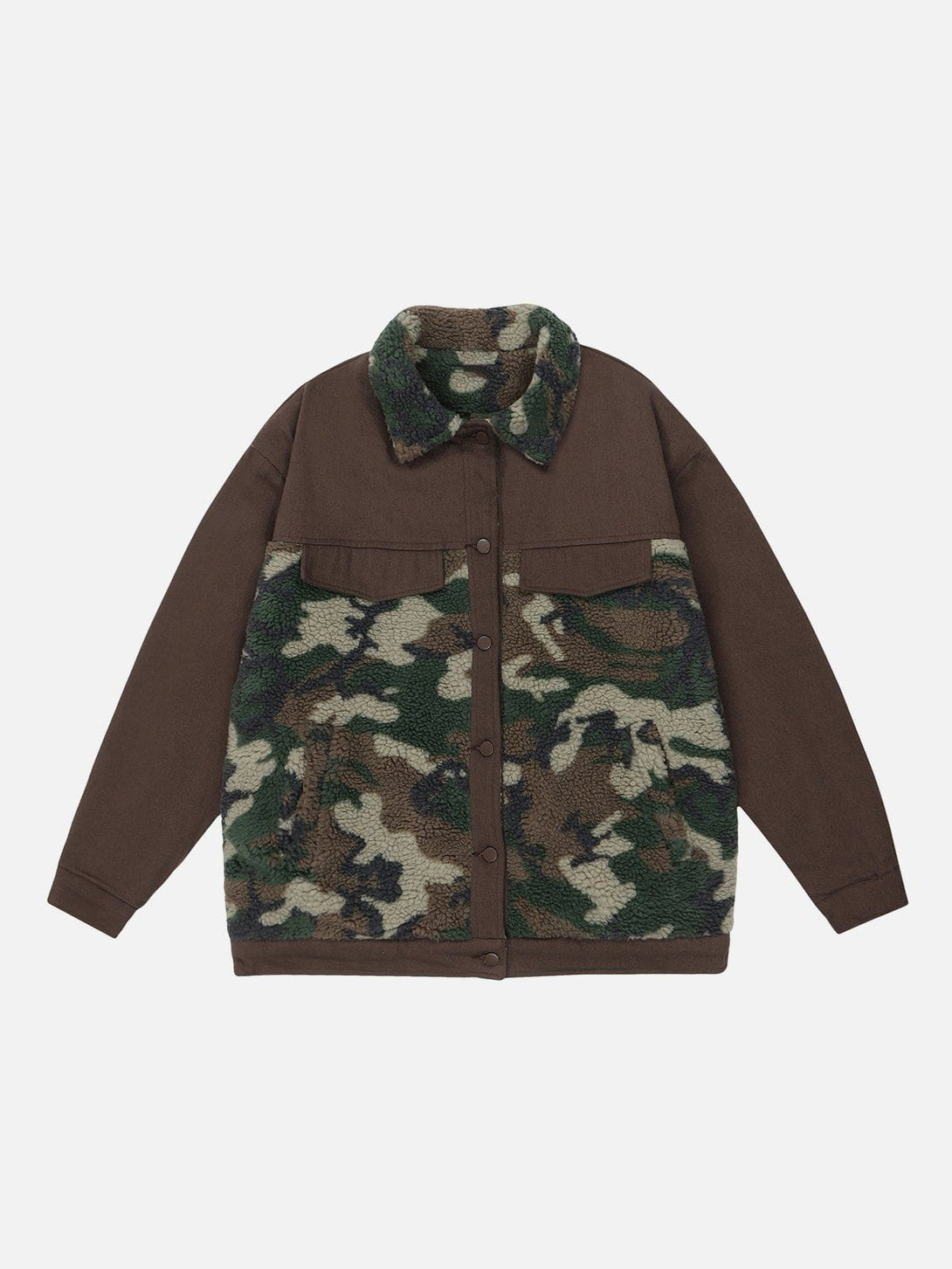 Helmiss - Camouflage Stitching Sherpa Coat- Streetwear Fashion - helmiss.com