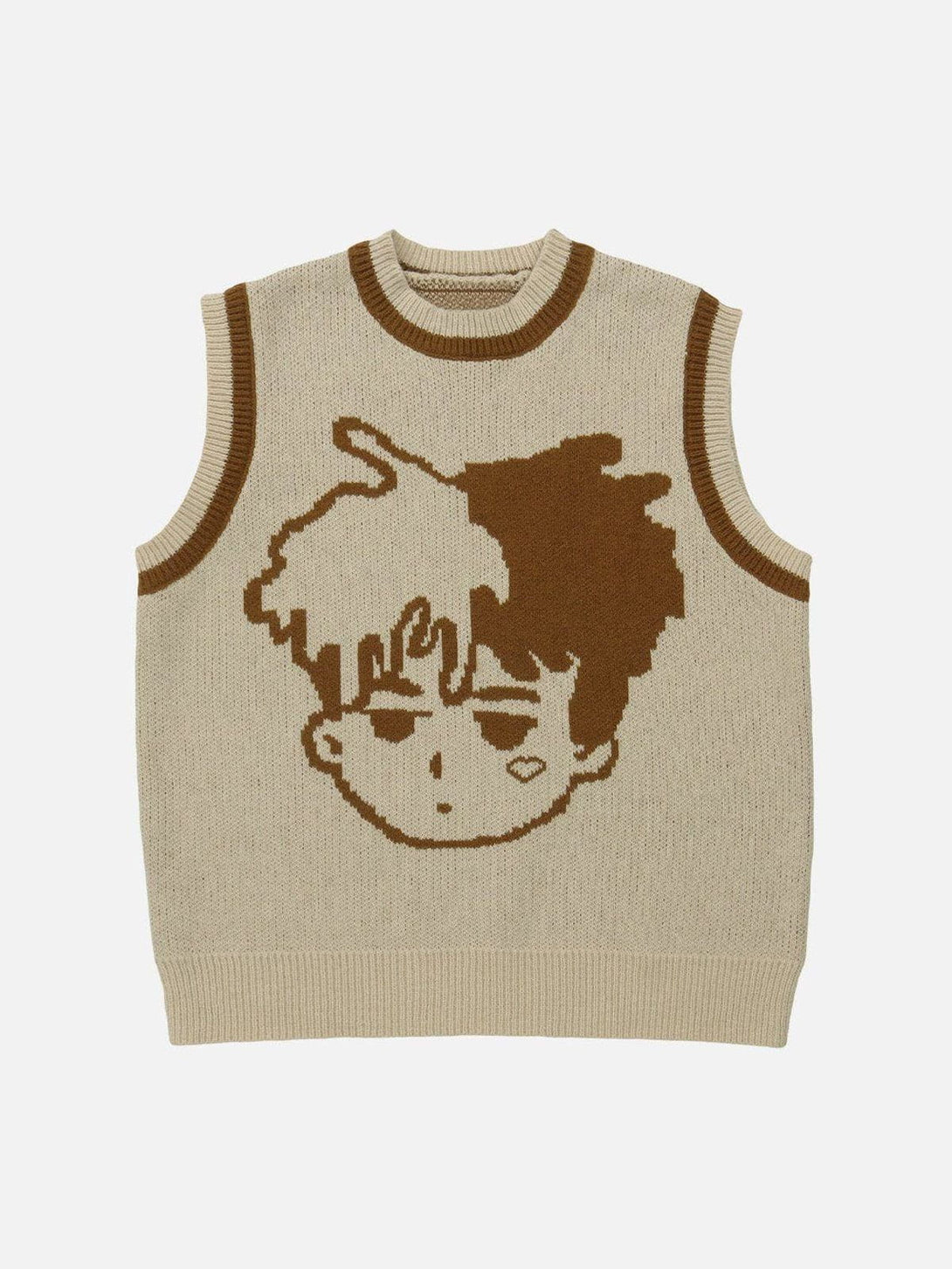 Helmiss - Cartoon Character Embroidery Sweater Vest- Streetwear Fashion - helmiss.com